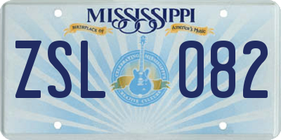 MS license plate ZSL082