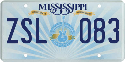 MS license plate ZSL083
