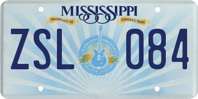 MS license plate ZSL084