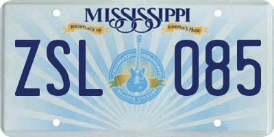 MS license plate ZSL085