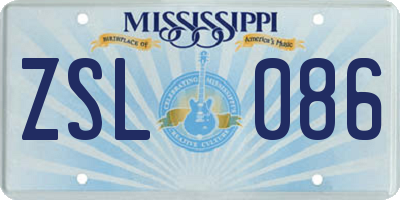 MS license plate ZSL086