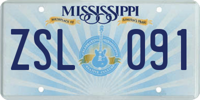 MS license plate ZSL091