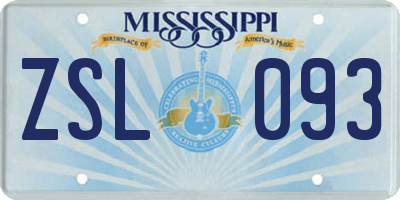 MS license plate ZSL093