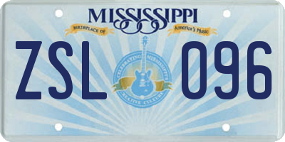 MS license plate ZSL096