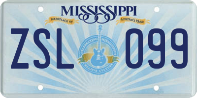 MS license plate ZSL099