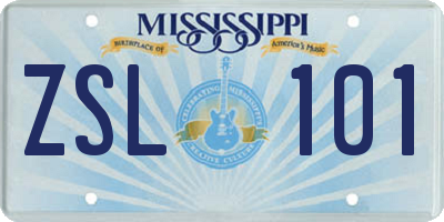 MS license plate ZSL101