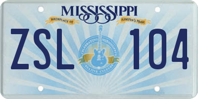 MS license plate ZSL104