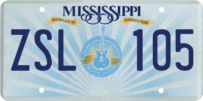 MS license plate ZSL105