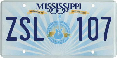 MS license plate ZSL107
