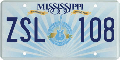 MS license plate ZSL108