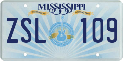 MS license plate ZSL109