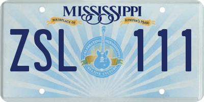 MS license plate ZSL111