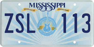 MS license plate ZSL113