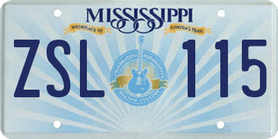 MS license plate ZSL115