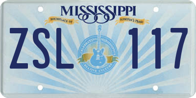MS license plate ZSL117