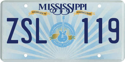 MS license plate ZSL119