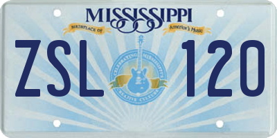 MS license plate ZSL120