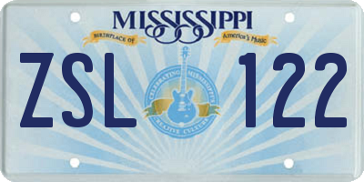 MS license plate ZSL122