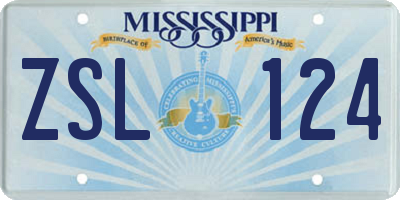 MS license plate ZSL124