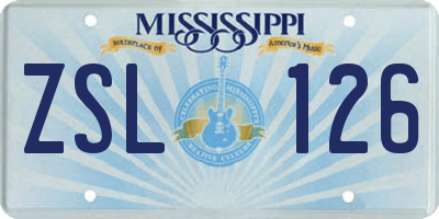 MS license plate ZSL126