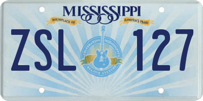MS license plate ZSL127