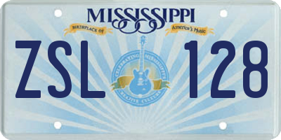 MS license plate ZSL128