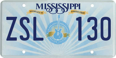 MS license plate ZSL130