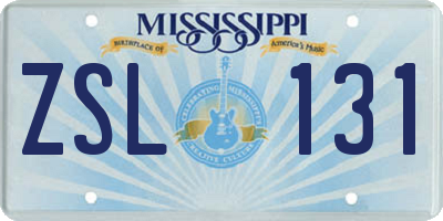 MS license plate ZSL131