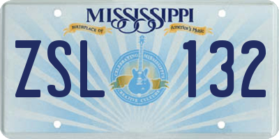 MS license plate ZSL132