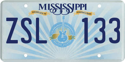 MS license plate ZSL133