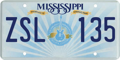 MS license plate ZSL135