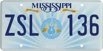 MS license plate ZSL136