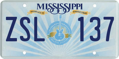 MS license plate ZSL137
