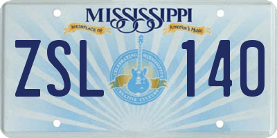 MS license plate ZSL140