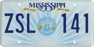 MS license plate ZSL141