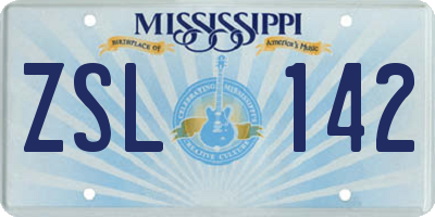 MS license plate ZSL142
