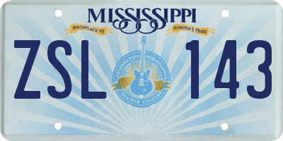 MS license plate ZSL143