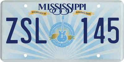 MS license plate ZSL145