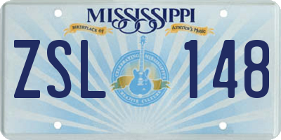 MS license plate ZSL148