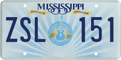 MS license plate ZSL151