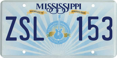 MS license plate ZSL153