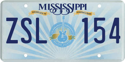 MS license plate ZSL154