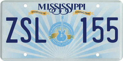 MS license plate ZSL155