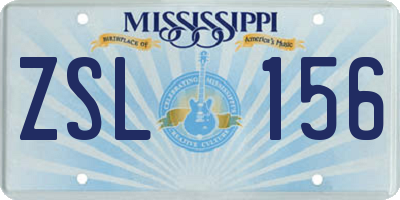 MS license plate ZSL156