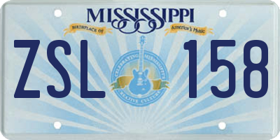 MS license plate ZSL158