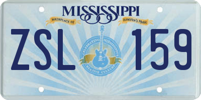 MS license plate ZSL159