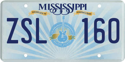 MS license plate ZSL160