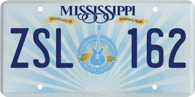 MS license plate ZSL162