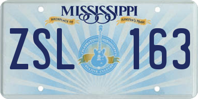 MS license plate ZSL163