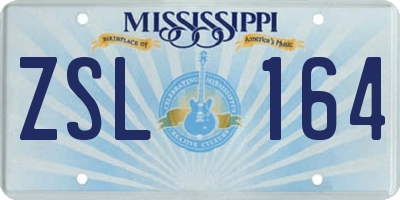 MS license plate ZSL164